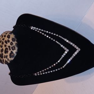 Suen Black and Silver tone Rhinestone Necklace